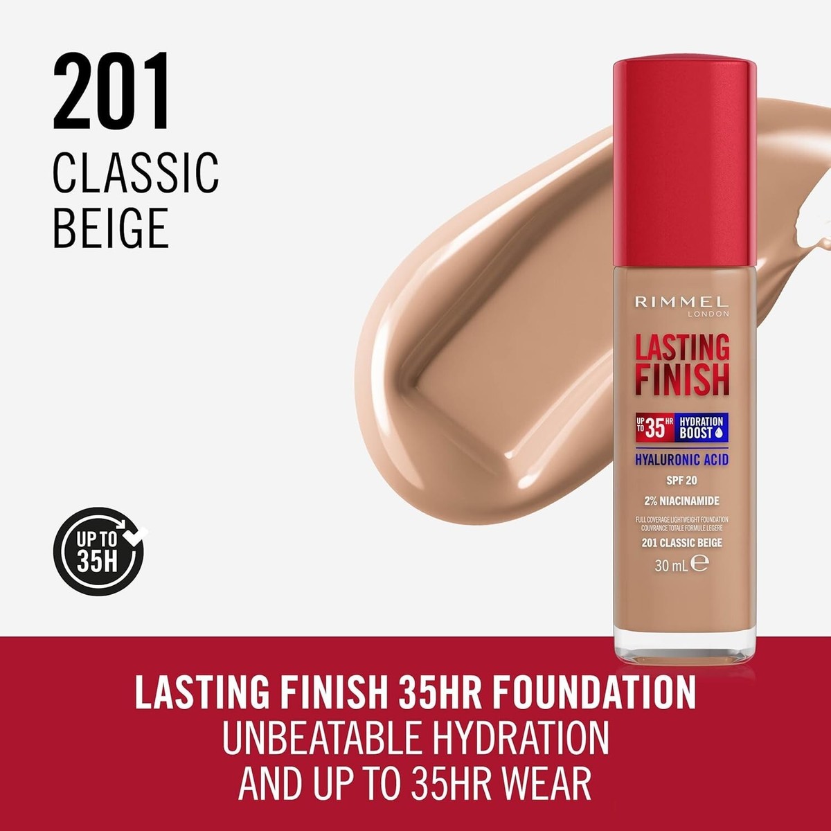 s-l1200 (2) Rimmel Lasting Finish 35 HR Foundation 201 Classic Beige - Image 1