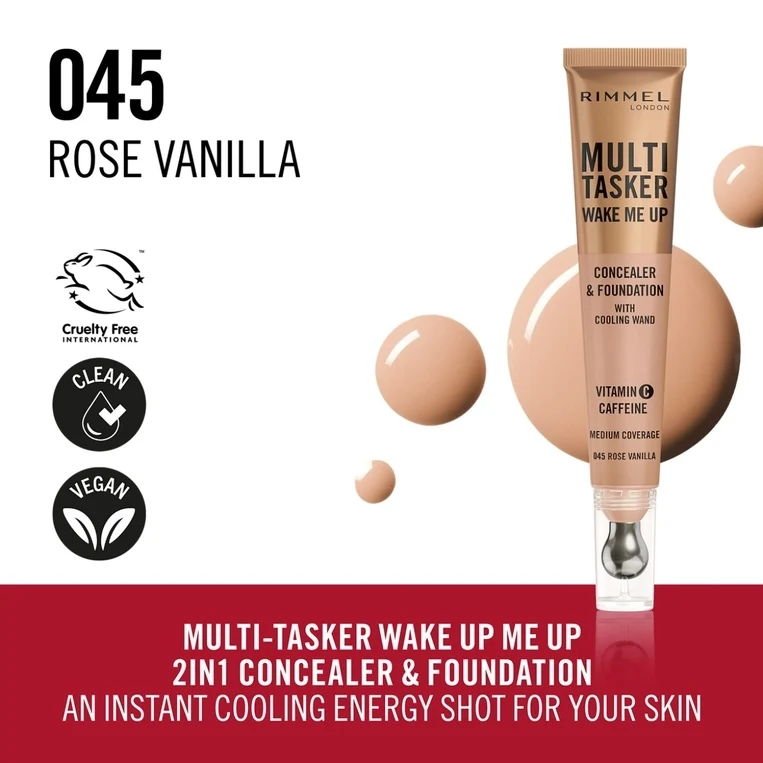 Rimmel Multi-Tasker Wake Me Up Concealer & Foundation 045 Classic Ivory - Image 1